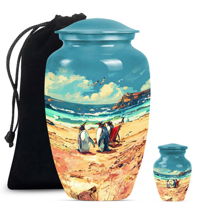 10 inch Butterfly-themed Penguin Dad Cremation Urn,