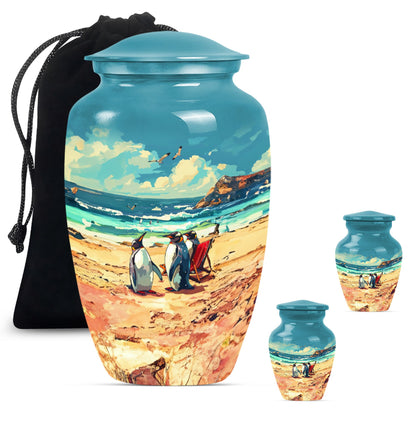 10 inch Butterfly-themed Penguin Dad Cremation Urn,