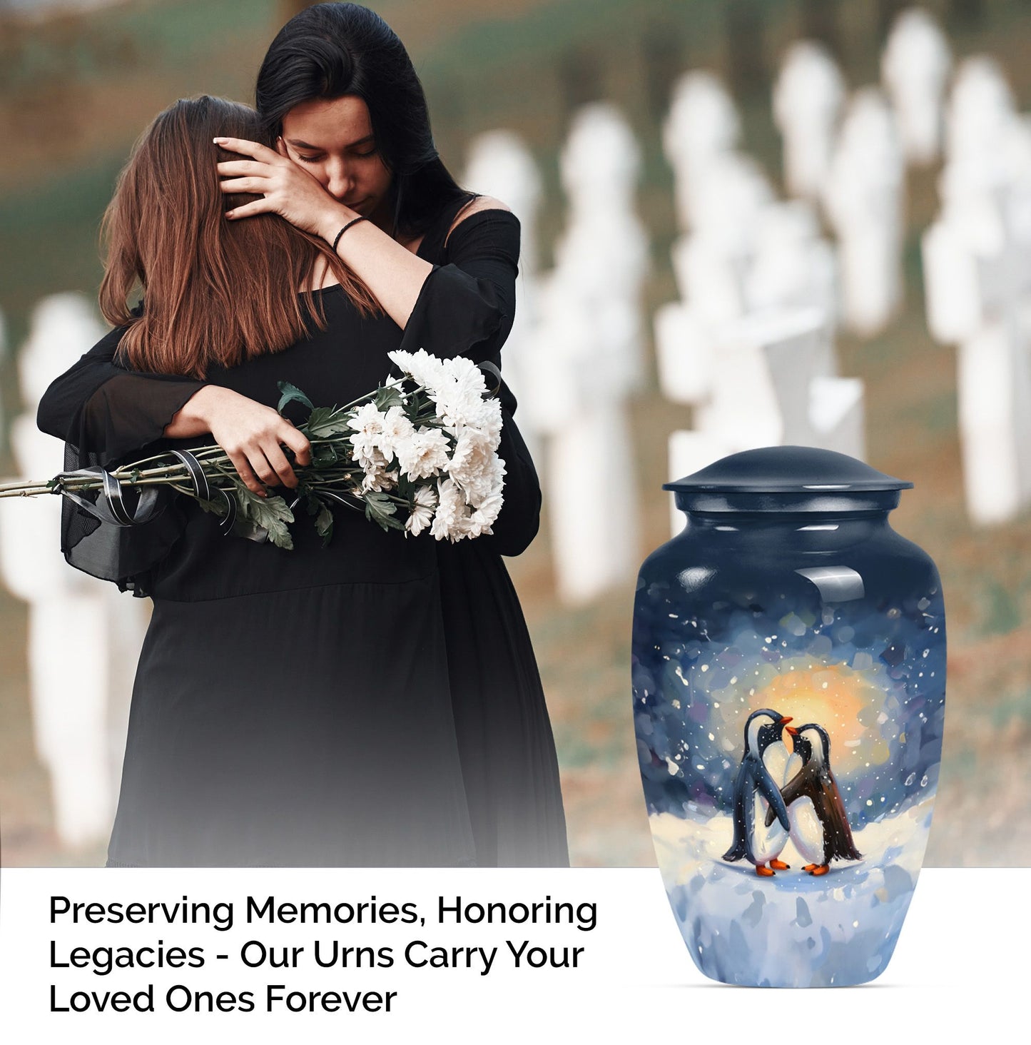 10 Inch Classic Penguin Urn for human ashes.