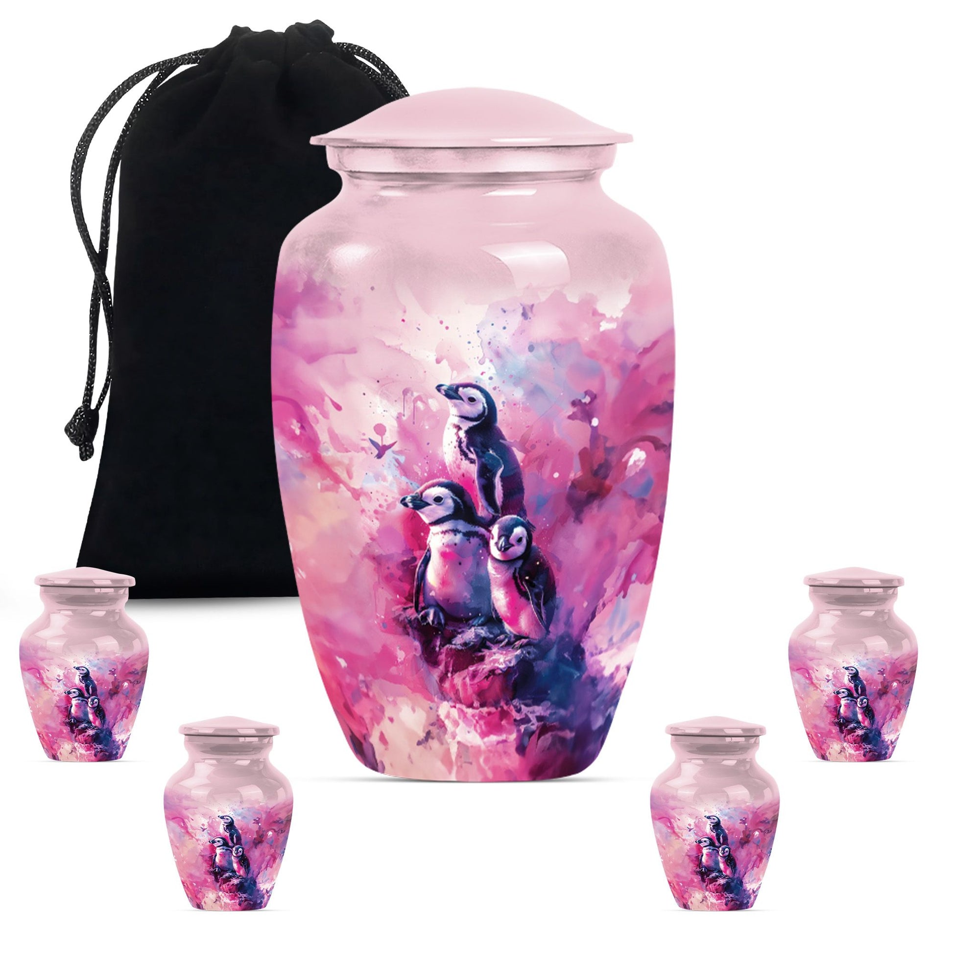 Penguin Urn with Butterfly theme,