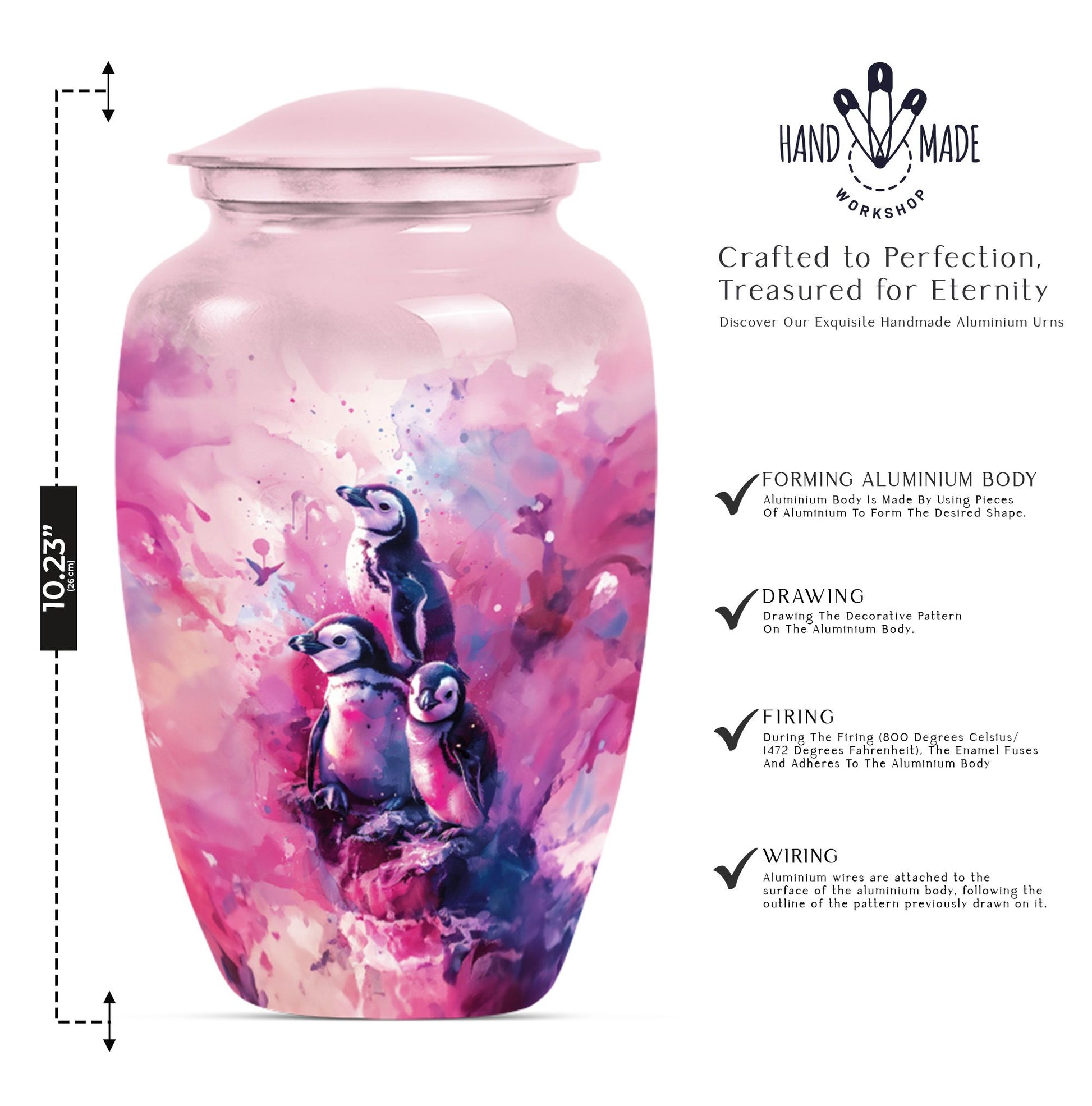 Penguin Urn with Butterfly theme,