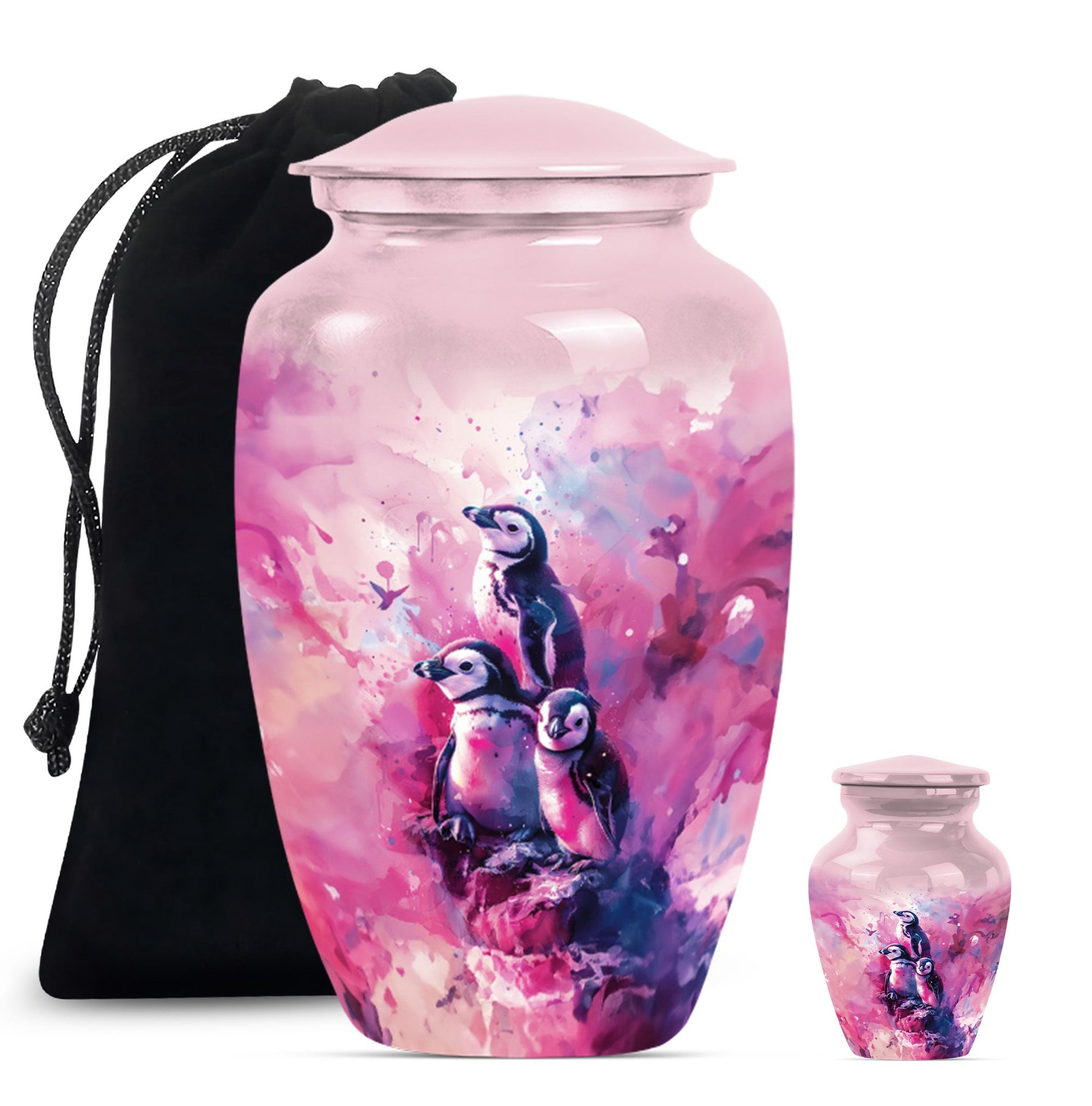 Penguin Urn with Butterfly theme,
