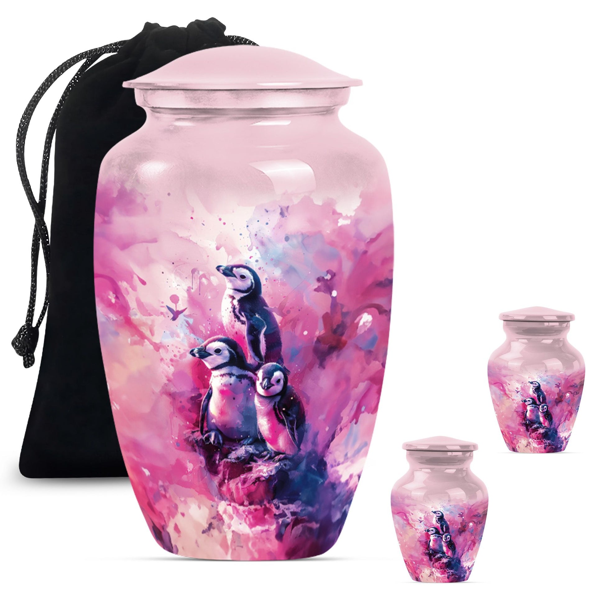 Penguin Urn with Butterfly theme,