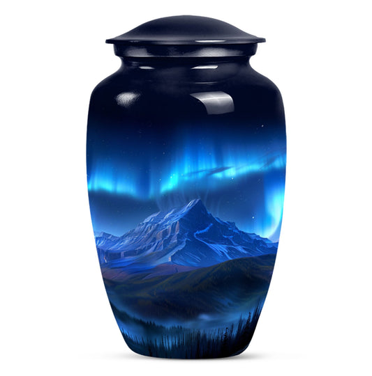 Classic 10 inch Northern Lights Urn with butterfly theme, 