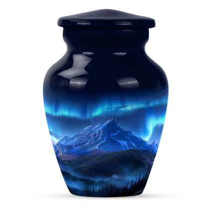 Classic 10 inch Northern Lights Urn with butterfly theme, 