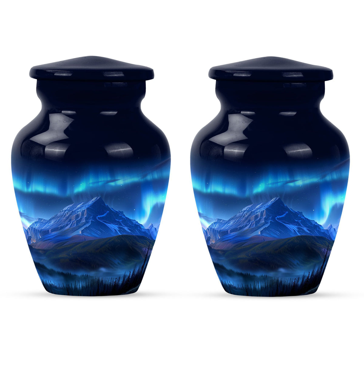 Classic 10 inch Northern Lights Urn with butterfly theme, 