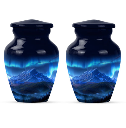 Classic 10 inch Northern Lights Urn with butterfly theme, 