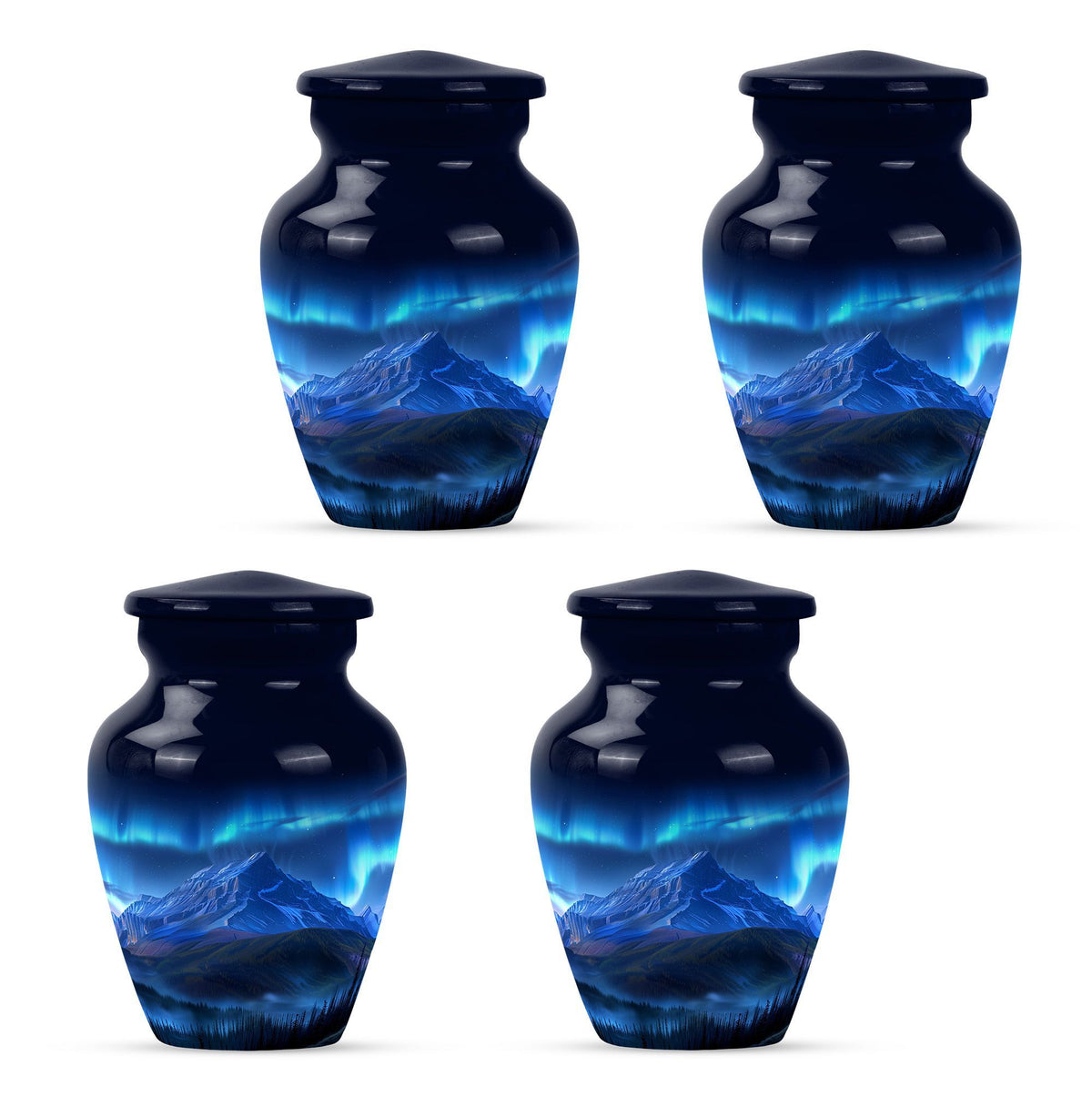 Classic 10 inch Northern Lights Urn with butterfly theme, 