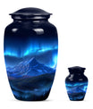 Classic 10 inch Northern Lights Urn with butterfly theme, 