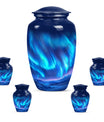 Northern Lights Urn with butterfly theme for memorial burial