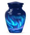Northern Lights Urn with butterfly theme for memorial burial