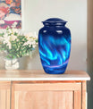 Northern Lights Urn with butterfly theme for memorial burial