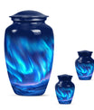Northern Lights Urn with butterfly theme for memorial burial