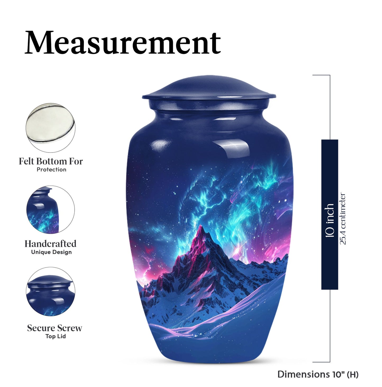 Classic 10-inch Northern Lights cremation urn