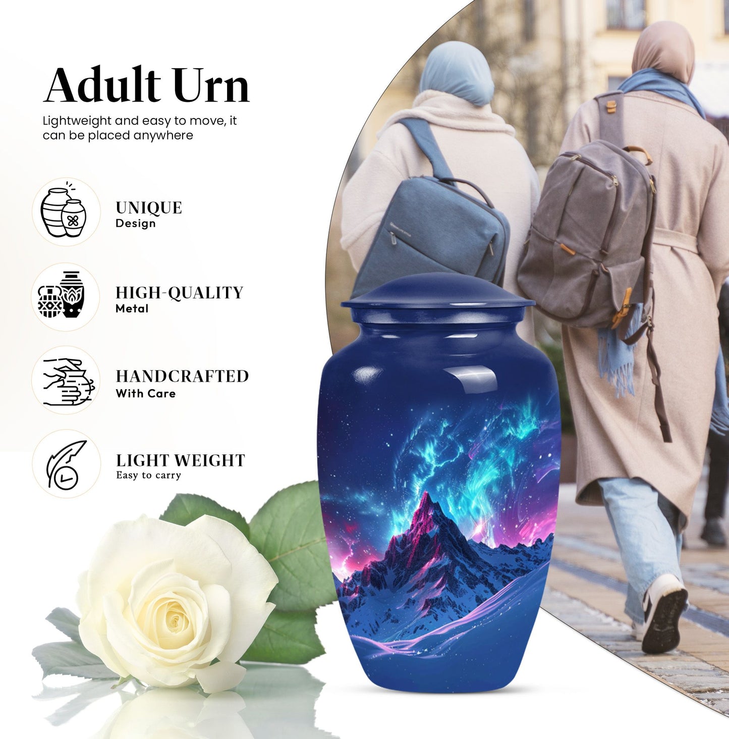 Classic 10-inch Northern Lights cremation urn