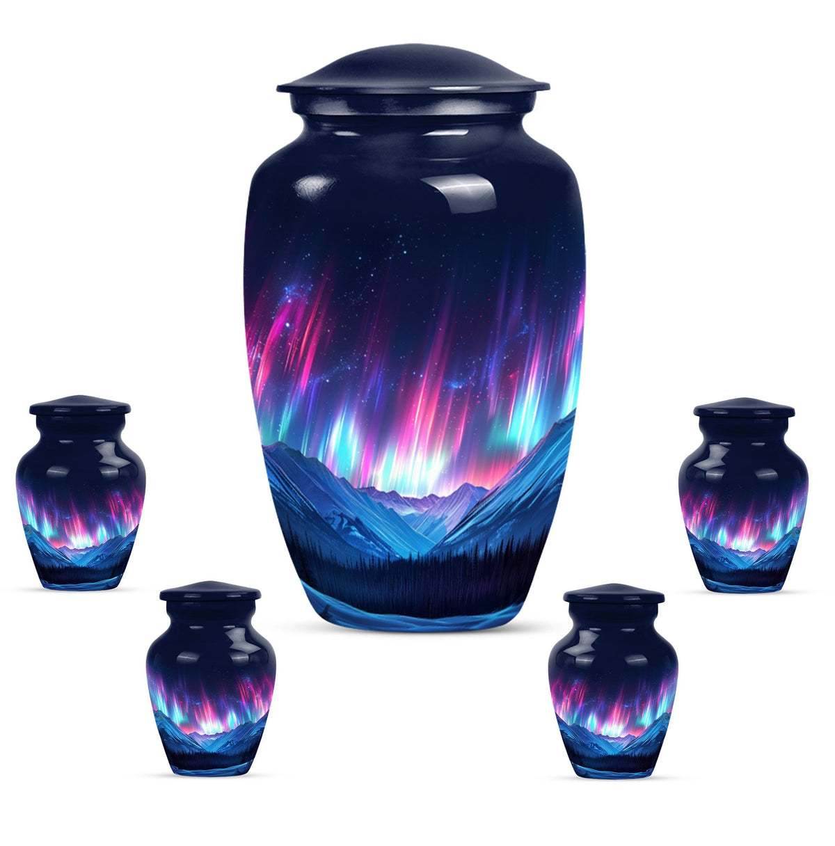  Northern Lights themed funeral urn 