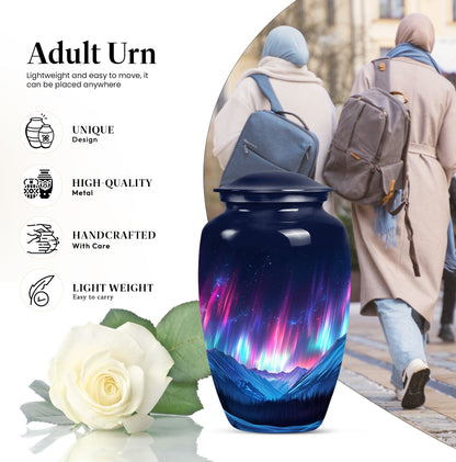  Northern Lights themed funeral urn 