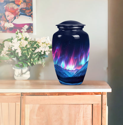 Northern Lights themed funeral urn 