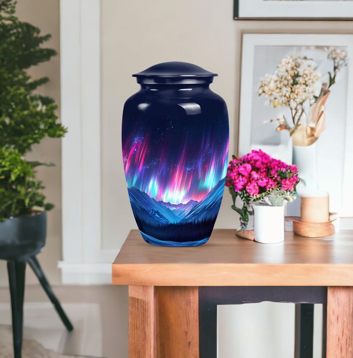  Northern Lights themed funeral urn 