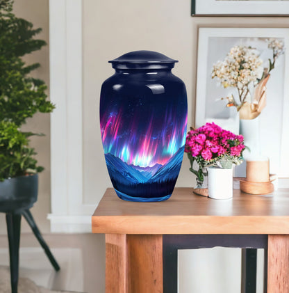  Northern Lights themed funeral urn 