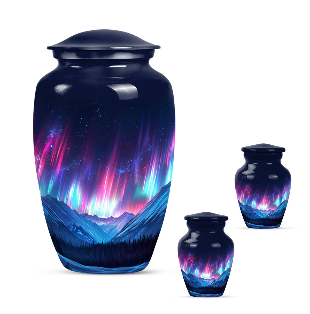  Northern Lights themed funeral urn 