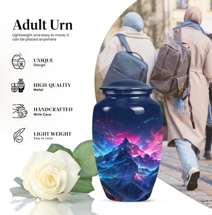 Northern Lights cremation urn for male.