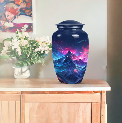 Northern Lights cremation urn for male.