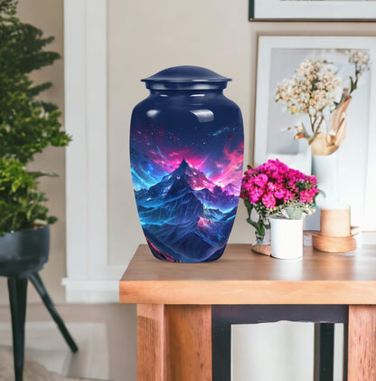 Northern Lights cremation urn for male.