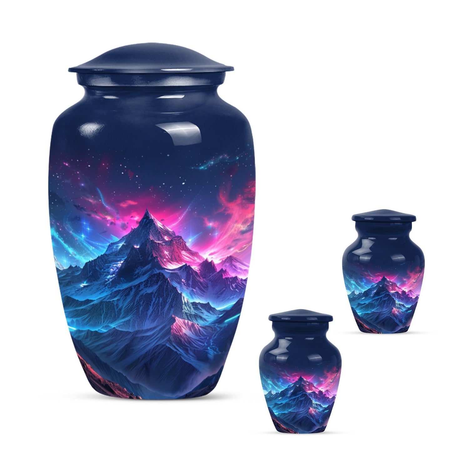 Northern Lights cremation urn for male.