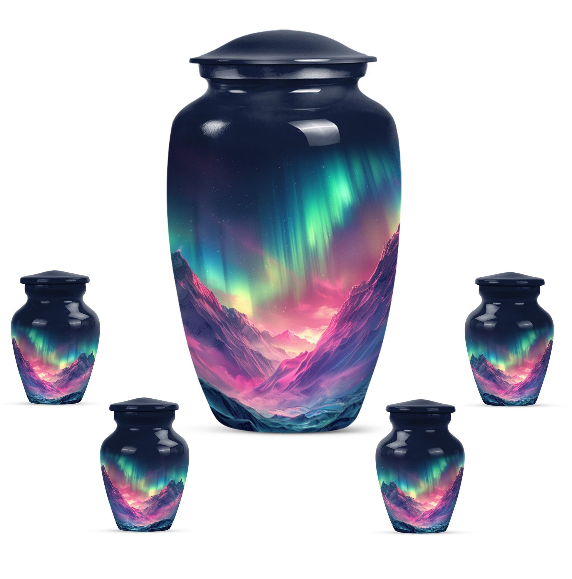 Northern Lights funeral urn.