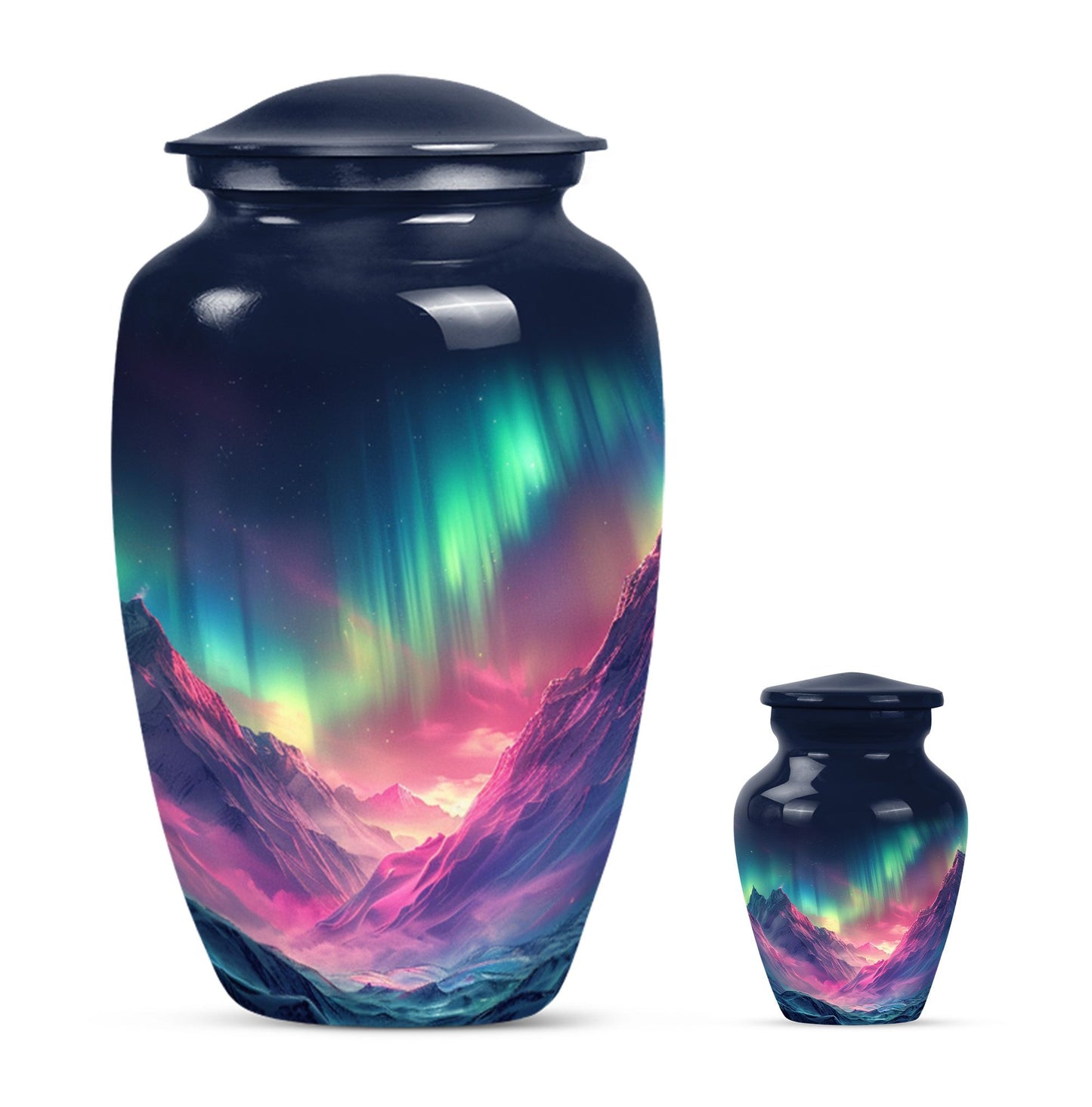 Northern Lights funeral urn.