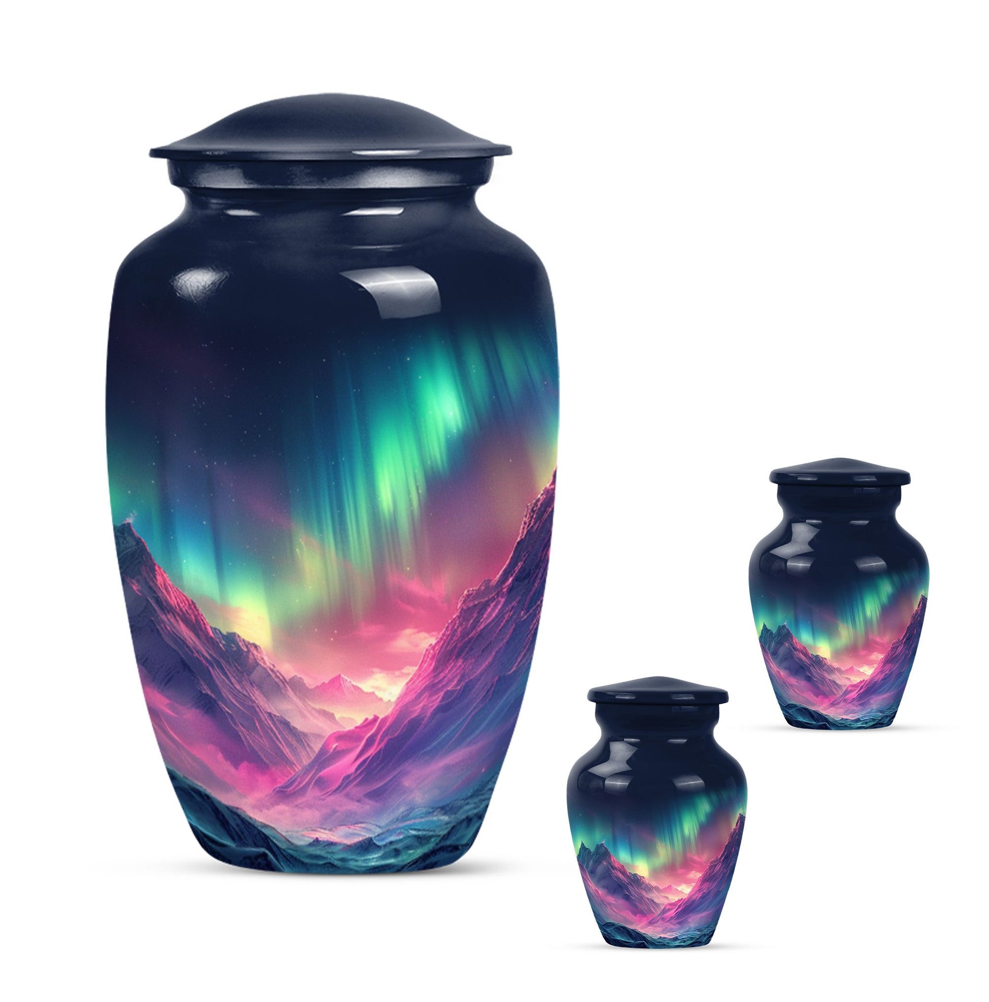 Northern Lights funeral urn.