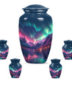 Aurora Borealis Theme Large Urn With 4 Keepsake Urn