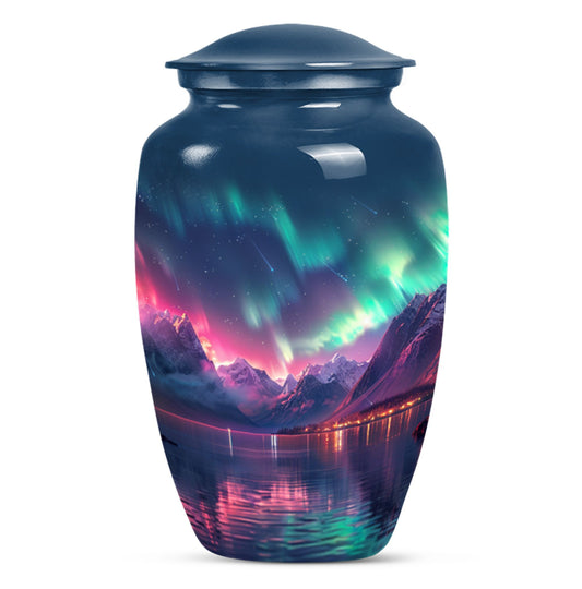 Aurora Borealis Theme Large Urn 10 Inch