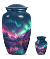 Aurora Borealis Theme Large Urn With 1 Keepsake Urn