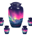 Aurora Borealis Theme Large Urn With 4 Keepsake Urn