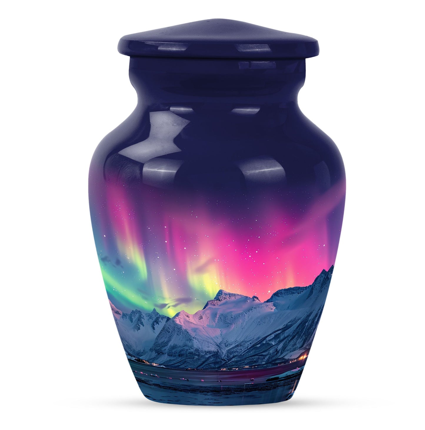 10-inch classic Northern Lights themed cremation urn.