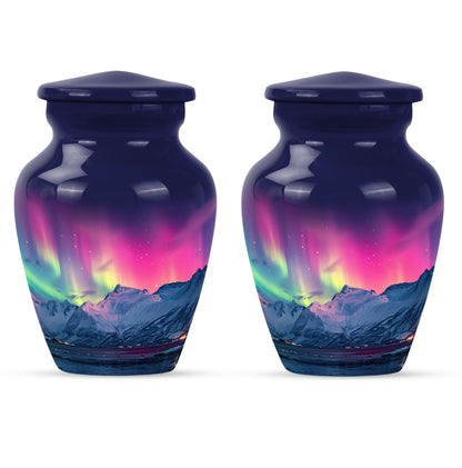 10-inch classic Northern Lights themed cremation urn.