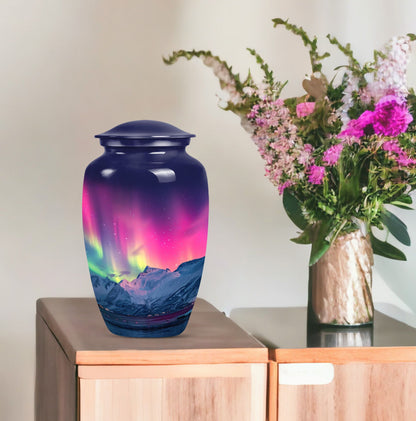 10-inch classic Northern Lights themed cremation urn.