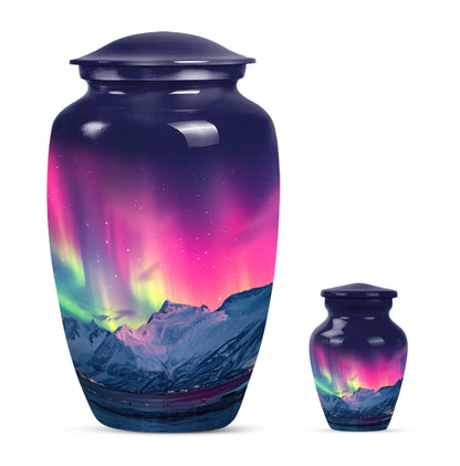 10-inch classic Northern Lights themed cremation urn.