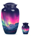 Aurora Borealis Theme Large Urn With 1 Keepsake Urn