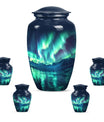 Aurora Borealis Borealis Theme Large Urn With 4 Keepsake Urn