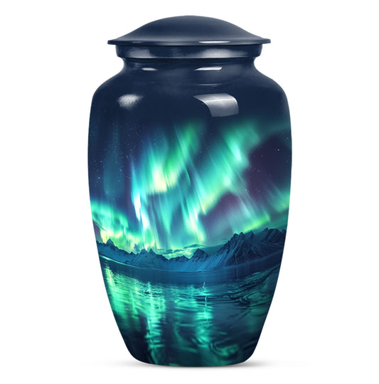 10-inch Northern Lights themed funeral urn for mom.
