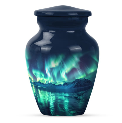 10-inch Northern Lights themed funeral urn for mom.