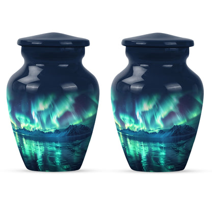 10-inch Northern Lights themed funeral urn for mom.
