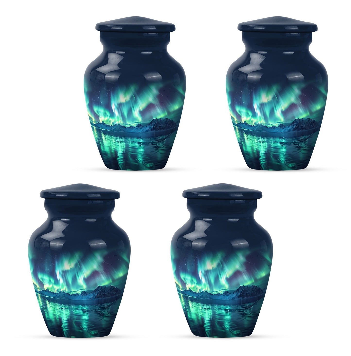 10-inch Northern Lights themed funeral urn for mom.