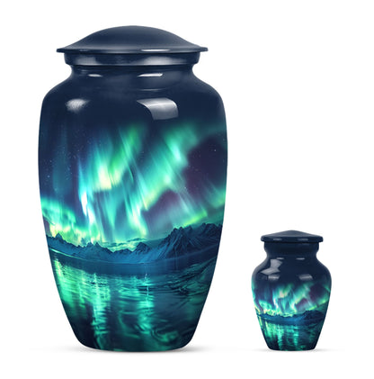 10-inch Northern Lights themed funeral urn for mom.