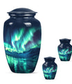 Aurora Borealis Borealis Theme Large Urn With 2 Keepsake Urn