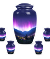 Aurora Borealis Theme Large Urn With 4 Keepsake Urn