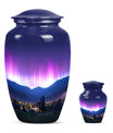 Aurora Borealis Theme Large Urn With 1 Keepsake Urn